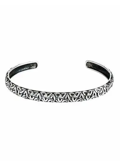 Sterling Silver Celtic Trinity Knot Bangle with White Cubic Zirconia